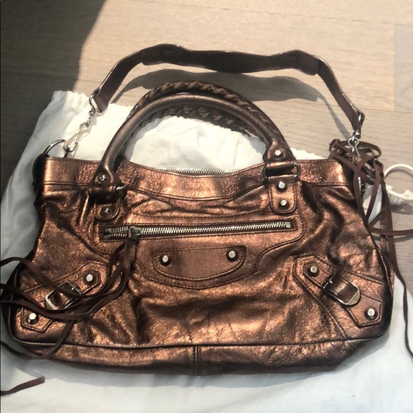 Rare Vintage Balenciaga Shimmer Brown Purse - Picture 1 of 6